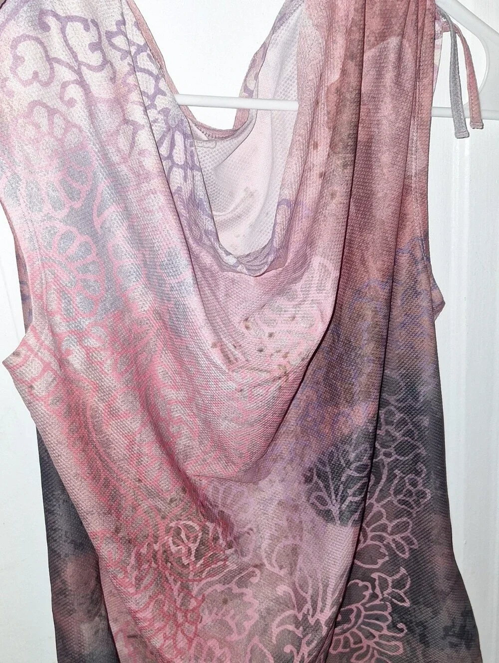 Title Nine Pink Lavender Ombre Floral Drape Scarf Top